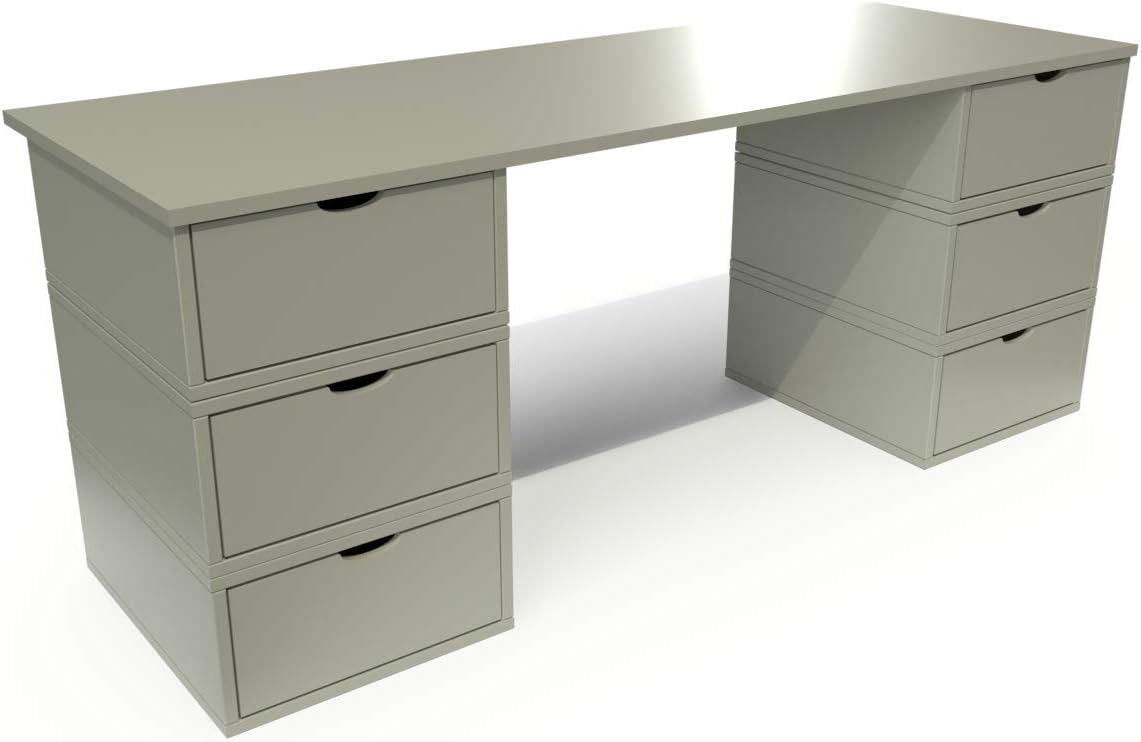 ABC MEUBLES Long – Desk Cube with 6 Drawers – bur6tcublb Moca