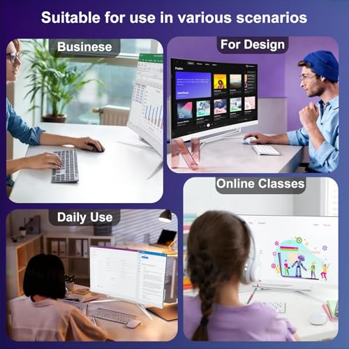 SUKOTOP 27 Inch All-in-One Computer Curved FHD Screen All-in-One Computer Core i7 16GB DDR 512GB ROM SSD Bluetooth5.3 WiFi Dual Band with Wired Mouse and Keyboard