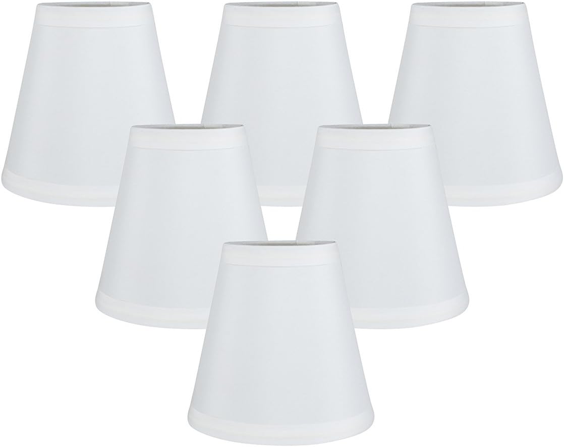 Meriville Set of 6 Off White Faux Silk Clip On Chandelier Lamp Shades, 3-inch by 5-inch by 4.75-inch