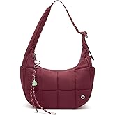 WESTBRONCO Small Puffer Crescent Shoulder Bag for Women, Nylon Quilted Shoulder Purses, Puffy Handbags with Adjustable Strap