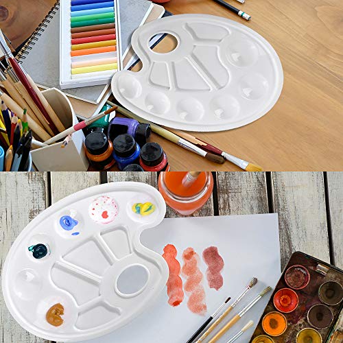 8 Pcs Paint Tray Palette Plastic with Thumb Hole, 9 Inch by 6.7 Inch, 10 Wells for DIY Craft Art Painting - Thumbnail 2