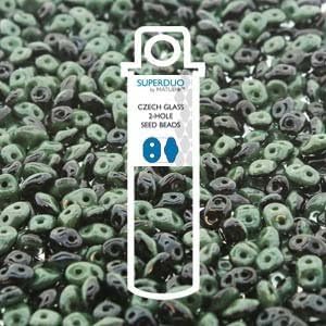Bead It! - SUPERDUO 2.5X5M DUETS BLK /WHT GREEN LST APX 24GM/TB By Stallings Stained Glass