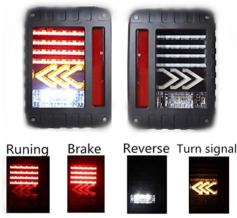 Oceson Arrow Pattern LED Tail lights Rear Lamp Brake Turn Signal Reverse light With DOT For Jeep Wrangler JK JKU Sahara Rubicon 2007-2017(1 Pair)
