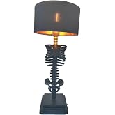 Thcbme Gothic Skull Lamp for Festival - 5W USB Art Deco Skeleton Table Light, Spooky Resin Novelty Decor with Funky Whimsical Design, Unique Gothic Decorate for Party/Home Office (Black)