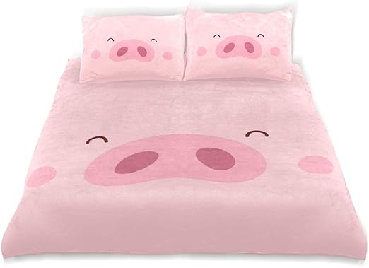 Amazon Com Suabo 3 Pieces Duvet Cover Twin Bedding Set Soft Cute Pink Pig Quilt Bed Covers For Kids Home Kitchen