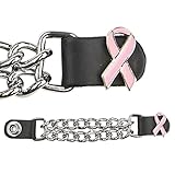 Womens Motorcycle Pink Ribbon Leather Vest Extender - One Size
