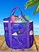 Saltwater Canvas Family Mesh Whale Bag, Sand/Waterproof base, 9 pockets, Purple