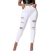 LBDLONGBIDA High Waisted Skinny Jeans for Women Butt Lifting Stretchy Jeans Distressed Tummy Control Denim Pants