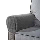 CHUN YI Set of 2 Stretch Polyester Sofa Armchair Armrest Covers Slipcovers Furniture Protector Spandex Fabric Jacquard Anti-Stain Washable Couch Arm Cover Slipcover (Armrest, Light Gray)