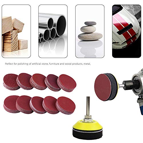 Saiper 120pcs 2 Inch Sanding Discs Pad Kit with 1/4” Shank Backing Pad + Soft Sponge Buffering Pad for Drill Grinder Rotary Tools Includes 60-2000 Grit Sandpapers, 12 different grits