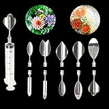 LOHOME 3D Gelatin Art Tools - Set of 10 PCS Stainless Steel Jelly Cake Needles Coming with One 10ml Syringe - Pudding Pastry Nozzles (Flower Shape 1)