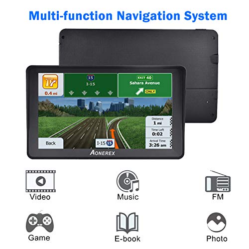 Car GPS, Aonerex 7 inch Touchscreen GPS Navigation System for Car Truck Motorhome &8GB 256MB Satellite Navigator Device with 2019 Maps Free Lifetime Map Updates