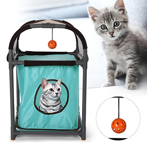 Greensen Cat Tree Small Cat House, Modern Cat Scratching Tree Portable Climbing Tree Cat Bed with Scratching Board Cave Cat Furniture, Multifunctional Pet Cat Tower with Hanging Toy