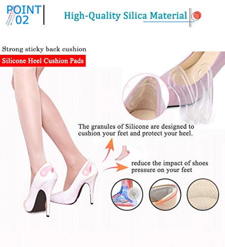 Heel Cushion Inserts & Heel Grips-Reusable Self-Adhesive Shoe Inserts Liners for Men's and Women's Loose Shoes, Shoe Pads for Preventing Heel Slipping, Rubbing, Non-Slip Comfortable Heel Pads-6 pairs