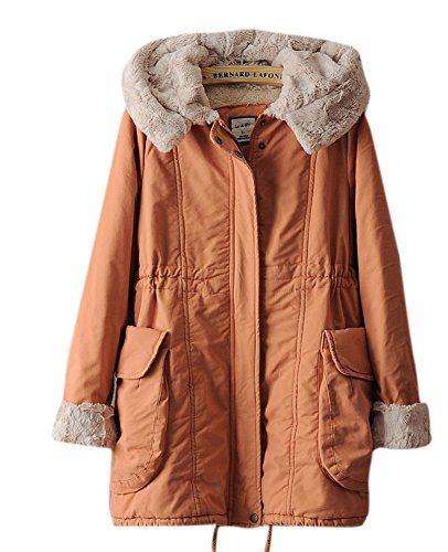 Womens Winter Cotton Lined Hooded Drawstring Warm Thick Jacket Coat Womens Winter Cotton Lined Hooded Drawstring Warm Thick Jacket Coat