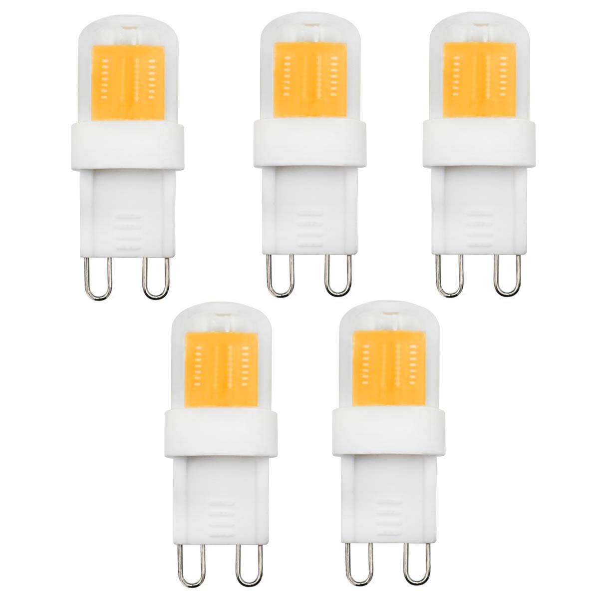 G9 LED Ceramic Base Light Bulbs Small Size 2W Equivalent to 20W 25W 28W Halogen Bulbs Clear Capsule 230V Replacement for Hood Light Ceiling Light Fittings G9 Bi-Pin Base Warm White 3000K (5 Pack)