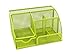 Mesh Desk Organizer 5 Compartment Office Supplies Caddy Pen Holder Card Case Organizer Storage Box with Drawer ,Green
