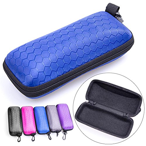 Kinbelle Sunglasses Hard Case Colorful Rectangle Zipper Eye Glasses Box Eyewear Protector Bag Holder with Hook Rose Red - Thumbnail 2