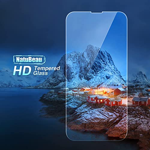 NatuBeau 3 Pack Screen Protector for iPhone 14 / iPhone 13 / iPhone 13 Pro, iPhone 14 Screen Protector Tempered Glass, 6.1 inch, 9H Hardness, Scratch Resistant, Easy Installation, Case Friendly (Compatible with iPhone 13 and iPhone 13 Pro)