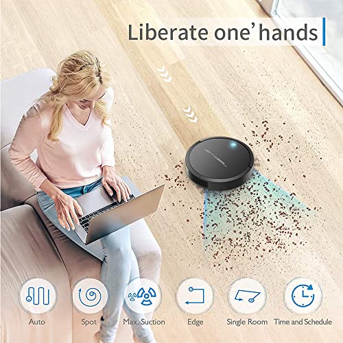 Sweeping Robot,Robot Vacuum Cleaner,Integral Memory Multiple Cleaning Modes Vacuum Best for Pet Hairs,Cleans Hard Floors to Medium-Pile Carpets 2