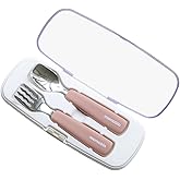 AGUARD MOMOBIN Toddler Utensils - Stainless Steel Fork & Spoon Set, Made in Korea, 100% Silicone Easy-Grip Handles with Storage Case, Dishwasher Safe for Kids, Baby, School Lunch, Travel & Outdoors
