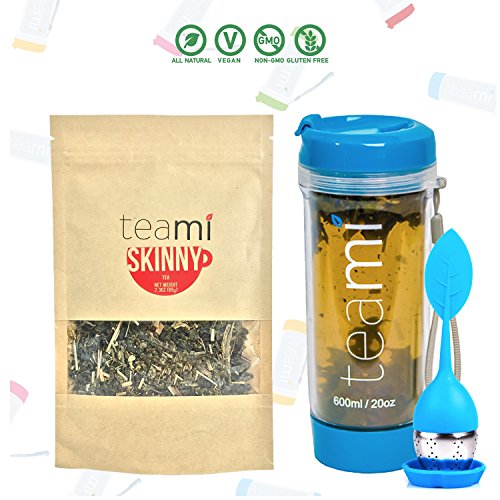 DETOX TEA for a Teatox & Weight Loss - 30 Day Supply to get Fit - Skinny by Teami Blends - Best to Help Boost Metabolism and Reduce Bloating - 100% Natural Appetite Suppressant (Kit, Blue)