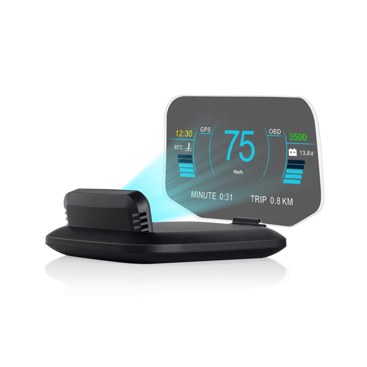 Bediffer Head-up Display C1 – OBD2+GPS Auto HUD, Zeigt Geschwindigkeit & Temperatur
