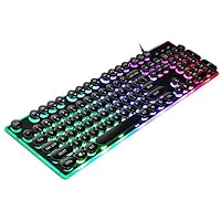 AZZ Punk Mechanical Feel Game Keyboard,USB Wired Gaming Keyboard,for Overwatch LOL PC Games (Color : Black)