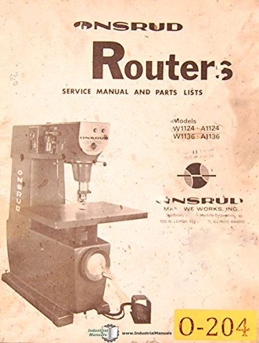 Onsrud W1124 A1124 W1136 A1136, Routers Service and Parts Manual