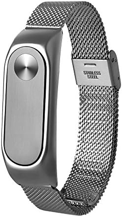 For Xiaomi Mi Band 2 Smart Bracelet,Replacement Stainless Steel Strap Band, Hosamtel Adjustable Smart Watch Wristband Bracelet with Metal Clasp P44 (Sliver)