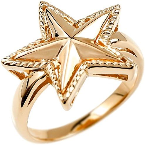 Amazon 18金 メンズ リング 星 スター 大きい星 指輪 ピンクゴールド ピンキーリング 14 リング 通販