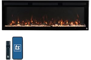 Touchstone Smart Electric Fireplace-The Fury 57" Wide- 4.5" Thin in Wall Recessed-100 Realistic Flame/Ember Bed Color Combos-1,500W Heater-Larger Viewing Area-Alexa/WiFi Enabled