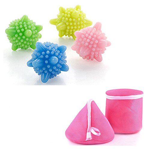 Laundry Balls Solid Colorful Winding Preventing Washing Ball with Laundry bag & Basket for washing Underwear,Pack-6