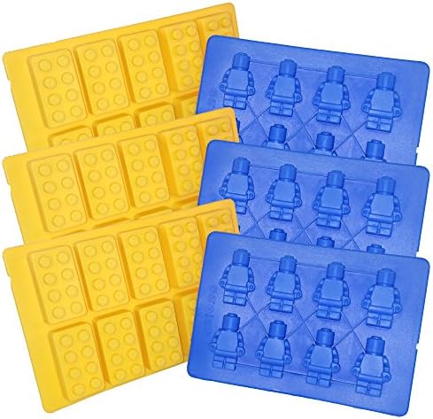 Minifigure + Brick Silicone Jello, Gummy Candy, Cake Baking Molds &amp; Ice Trays For Lego Lovers (3 Sets)