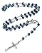 LOYALLOOK 10mm Blue Crystal Beads Catholic Rosary Necklace Crucifix Cross Pendant,30 Inch