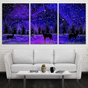 3 Panel Canvas Wall Art Starry Space Pictures Home Wall Decorations for Bedroom Living Room Paintings Canvas Prints Framed - 16"x24" x 3 Panels