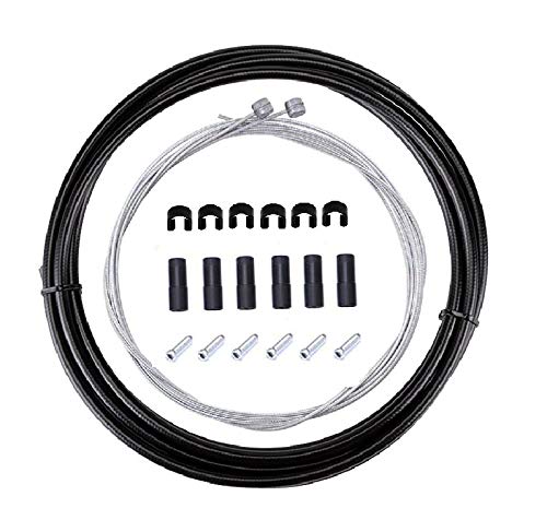 Star-Art Brake Cable Housing Kit Set for Road Mountain Bicycle Cycling, Package Includes: Brake Cables, Brake housing, Ferrules, Cable end caps, C-Clips Buckle (Black)