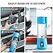 Portable Blender,Zjj-Home Smoothie Blender-Six Blades in 3D, Mini Travel Personal Blender with USB Rechargeable Batteries,Household Fruit Mixer,Detachable Cup,USB Juicer Cup 380ml (FDA BPA free) blue