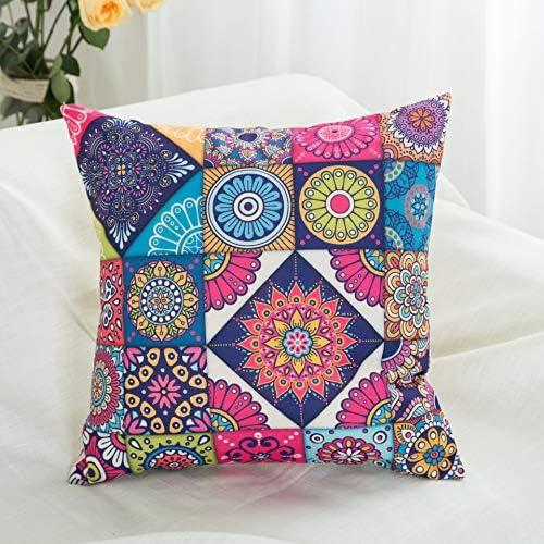 Throw Pillow Cover Square Cotton Linen Cushion Cases Outdoor Sofa Home Pillow Covers 18 X 18 Inch(1 Pcs)