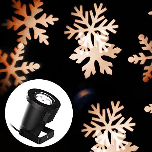 Snowflake Projector Light II, Dreamix 3W x 4 Led Super Bright Updated Motor IP65 Waterproof Snowflakes Rotating Decoration Projector Light for Christmas, Halloween, Party