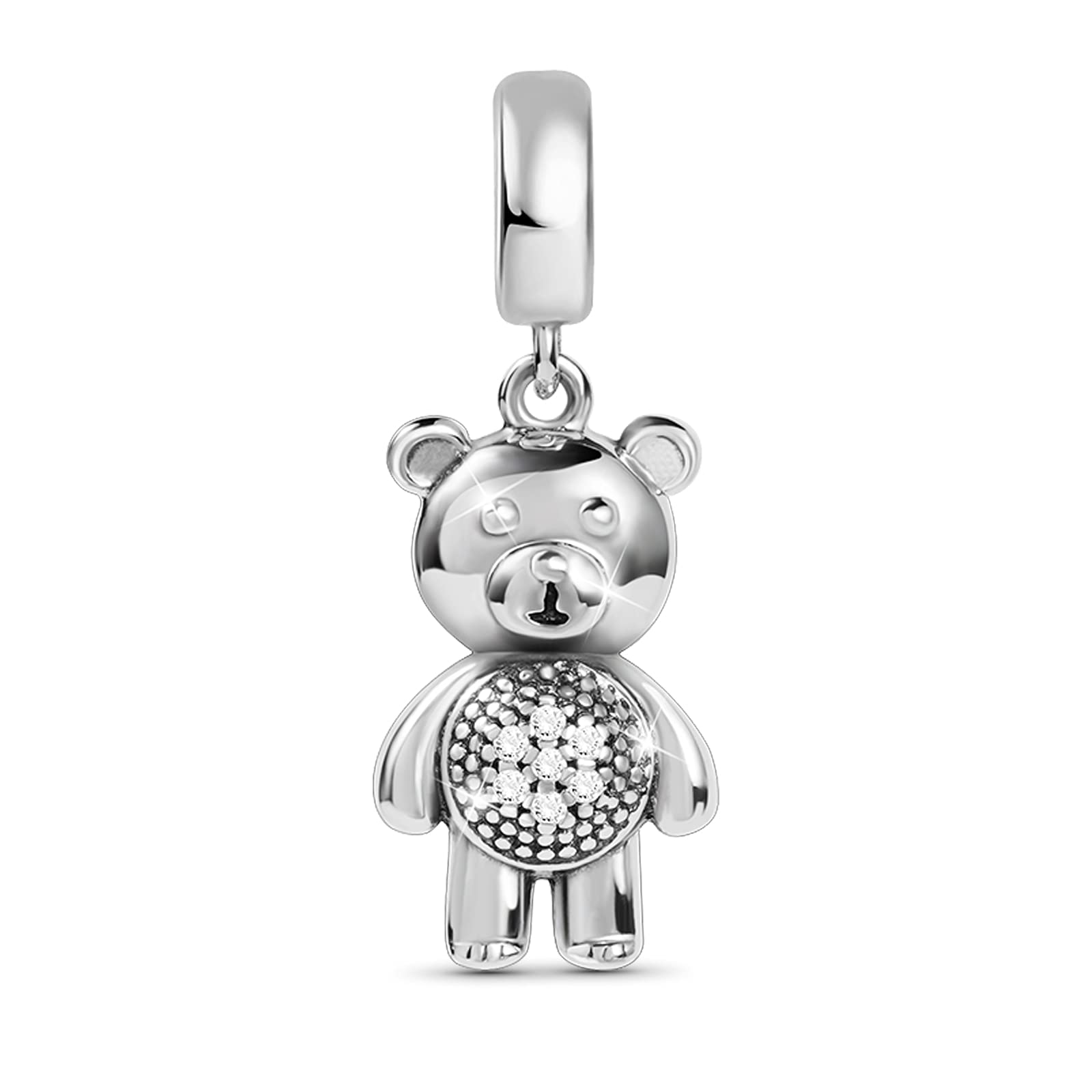GNOCE Little Bear Pendant Charm Sterling Silver Dangle Charm Fit Bracelet/Necklace for Women Girls Wife Daughter