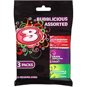 Amazon.com : Bubblicious Bubble Gum, Assorted, 15-Count (Pack of 14 ...