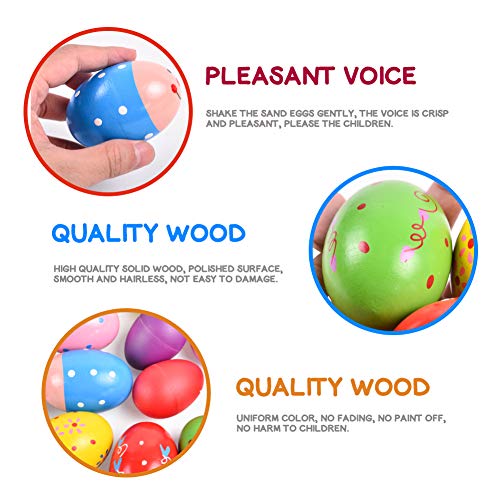 SallyFashion Wooden Percussion Musical Egg Maracas Egg Shakers, 6 PCS, Random Pattern, Halloween Props
