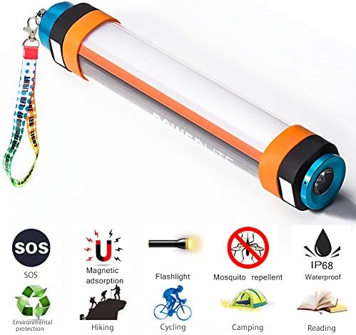 Camping LED Flashlight 7W Multi-function Magnetic Emergency Waterproof USB Rechargeable LED Camp Lights Outdoor Repellent Mosquito SOS light 6 Adjustable Modes Low Night Vision Ideal for Fishing