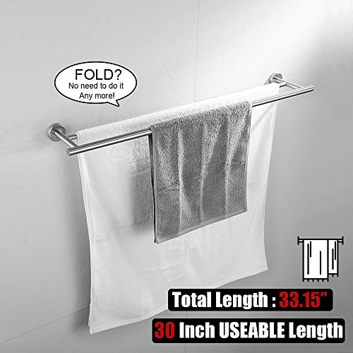 JQK Double Bath Towel Bar, 30 Inch 304 Stainless Steel Thicken 0.8mm