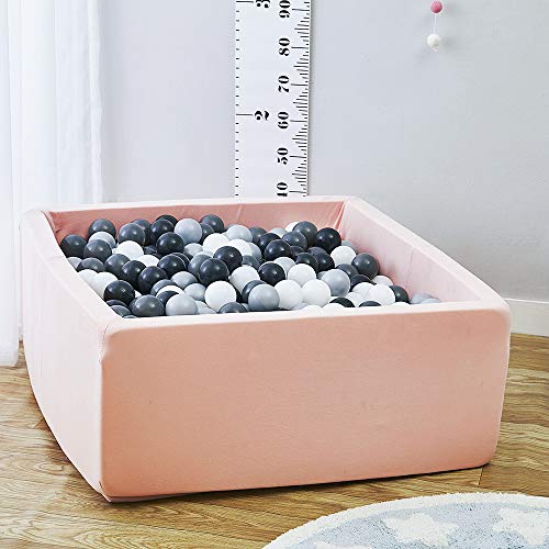 Wonder Space Deluxe Kids Square Ball Pit, Premium Handmade Kiddie Balls Pool, Soft Indoor Outdoor Nursery Baby Playpen, Ideal Gift Play Toy for Children Toddler Infant Boys & Girls (Pink) - Thumbnail 2