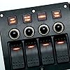 Amarine-made-4-Gang-Red-LED-Indicators-Rocker-Circuit-Breaker-Waterproof-Marine-Boat-Rv-Switch-Panel-Combined-with-Dual-USB-12v-Power-Adapter-Panel-PN-CB4-R-CB1S1S2