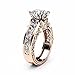 KMG Women Color Separation CZ Diamond Rose Gold Floral Wedding Engagement Ring (8, Silver)