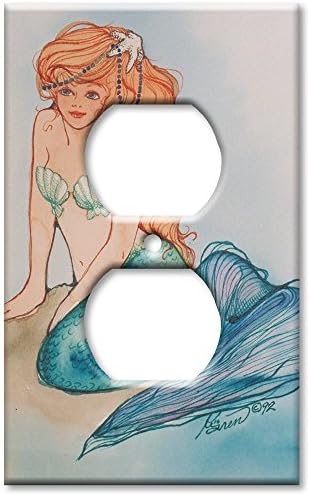 Art Plates - Outlet Cover OVERSIZE Switch Plate - Mermaid