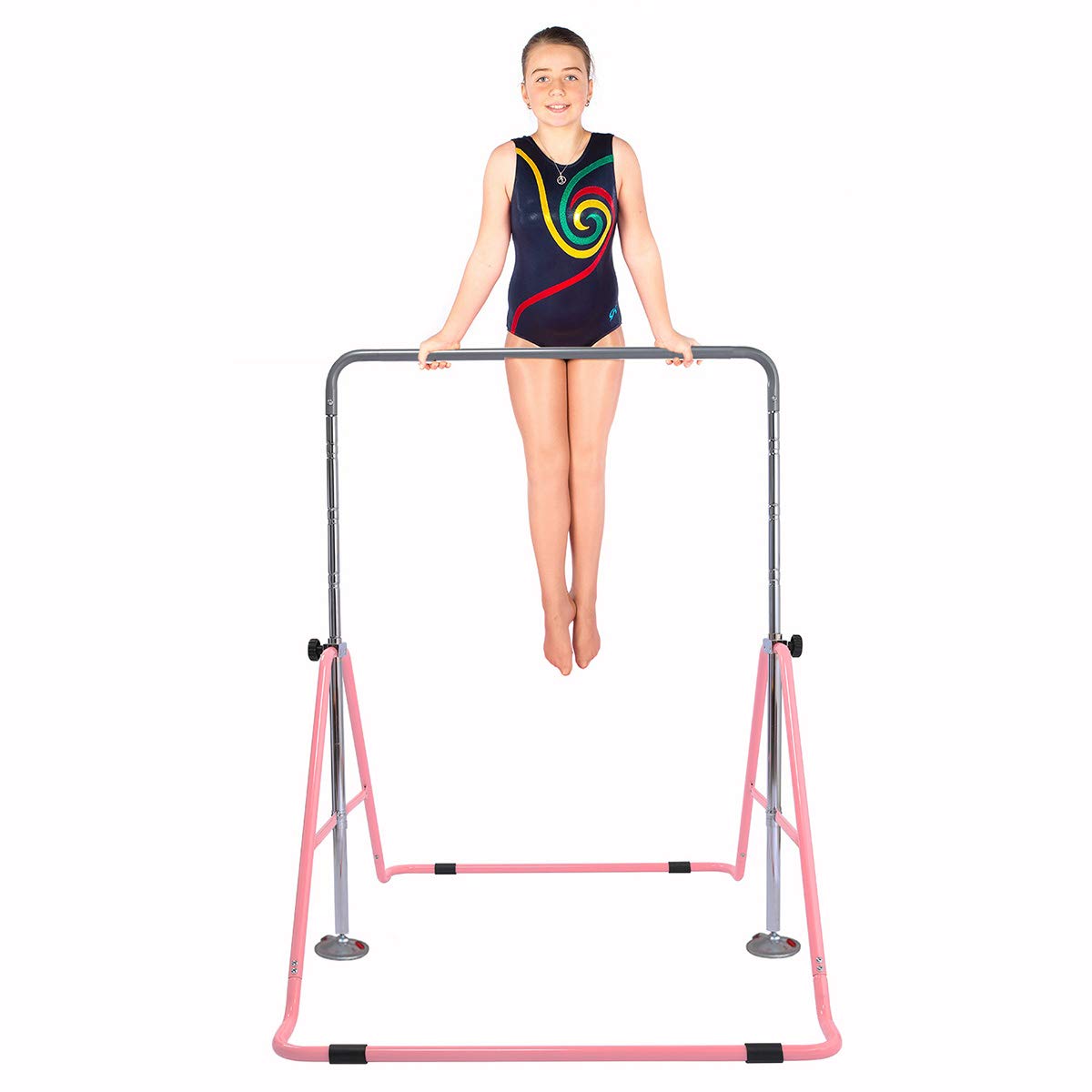 Safly Fun Gymnastics Bar for Kids Height Adjustable Horizontal Kip Bar Folding Gymnastics Junior Training Bar for Home Using